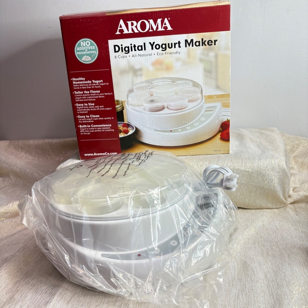Aroma Digital Yogurt Maker 8 Cups All Natural Eco Friendly White AYM 606